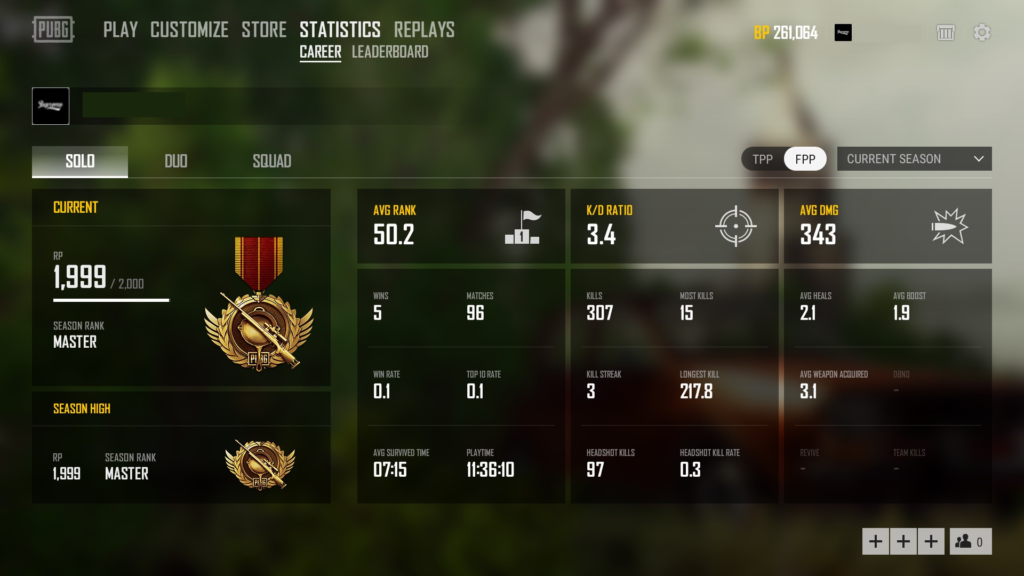 PUBG Ranked Profile page - buy PUBG accounts